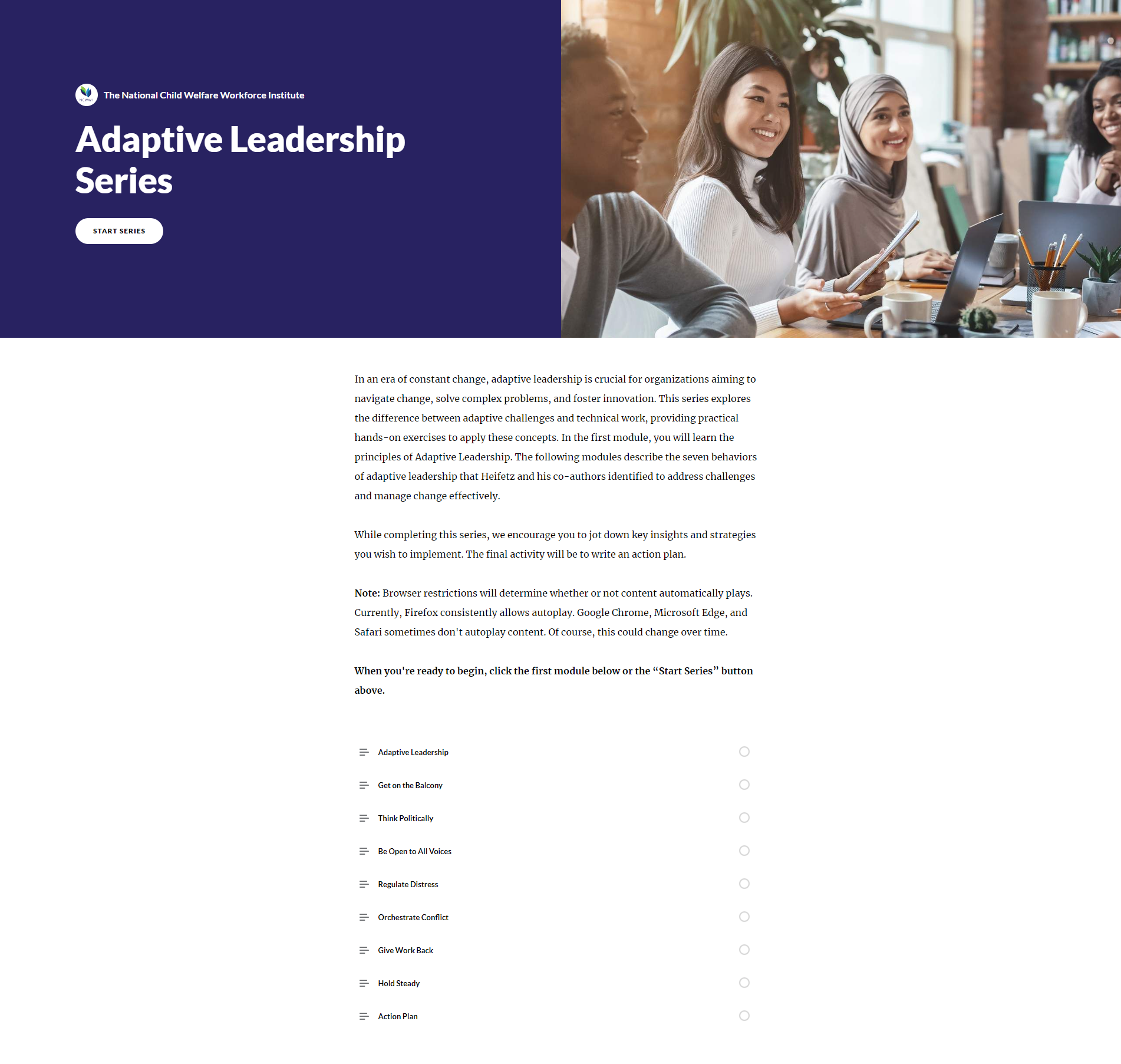 Screenshot of Adaptive Leadership Series